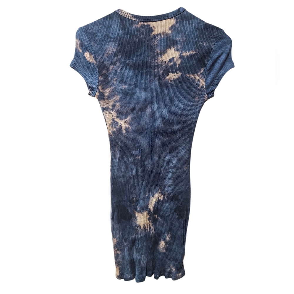 Blue and Cream Bleach Tie-Dye Dress Size Medium Shein - Picture 2 of 4
